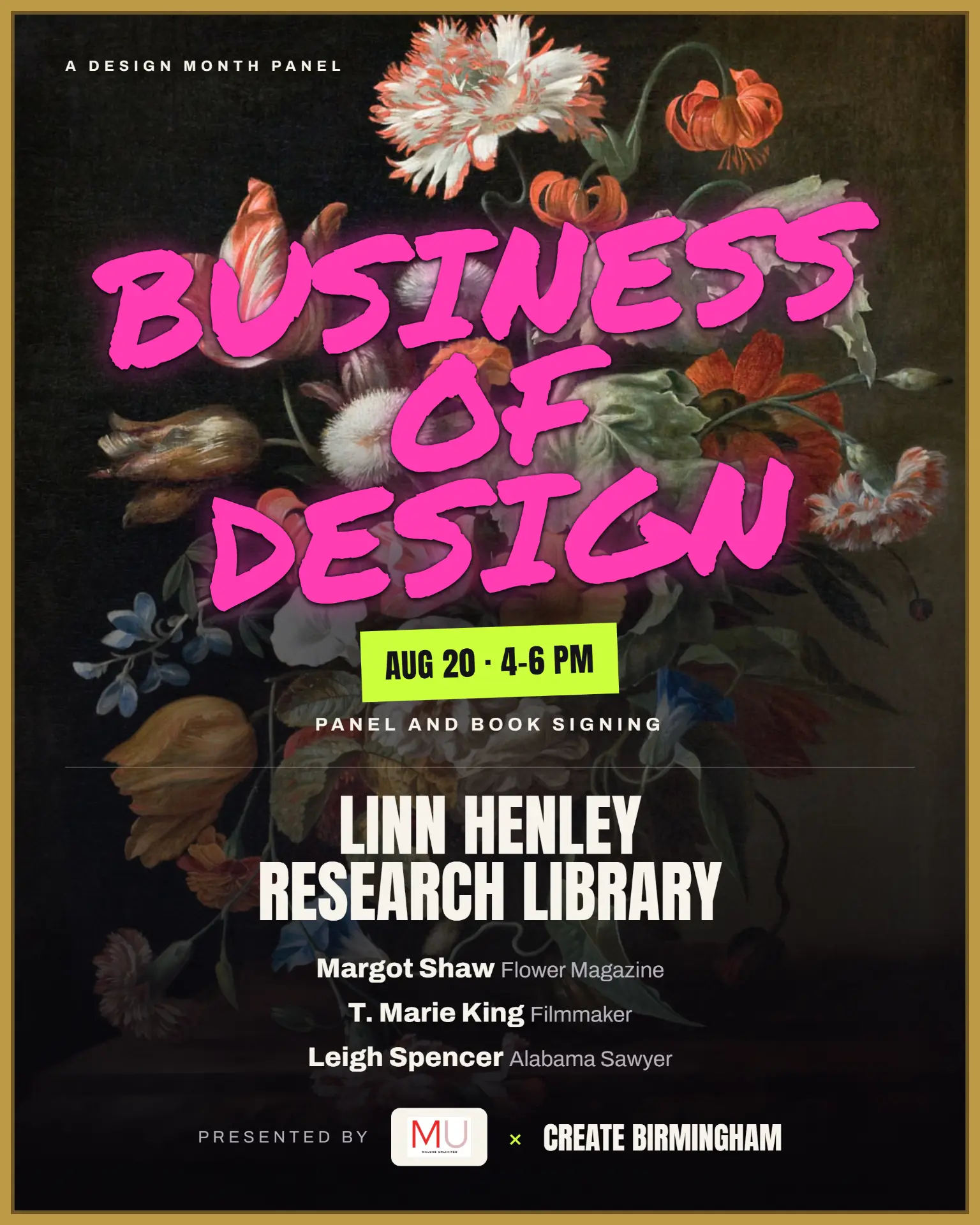 The Business of Design panel poster